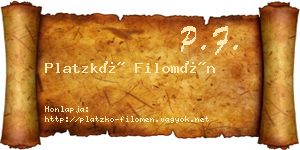 Platzkó Filomén névjegykártya